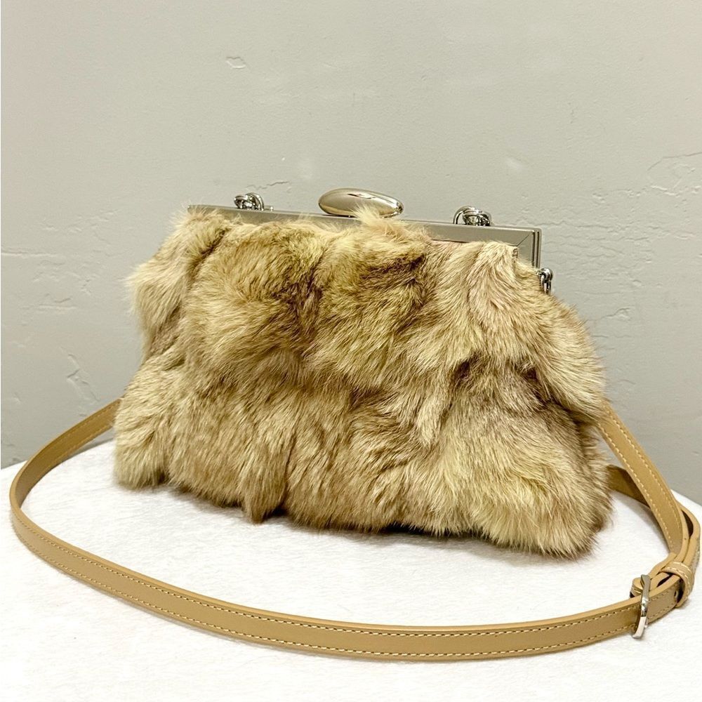 Natural Genuine Fox Fur Handmade Push Lock Clutch/Shoulder Bag/Crossbody